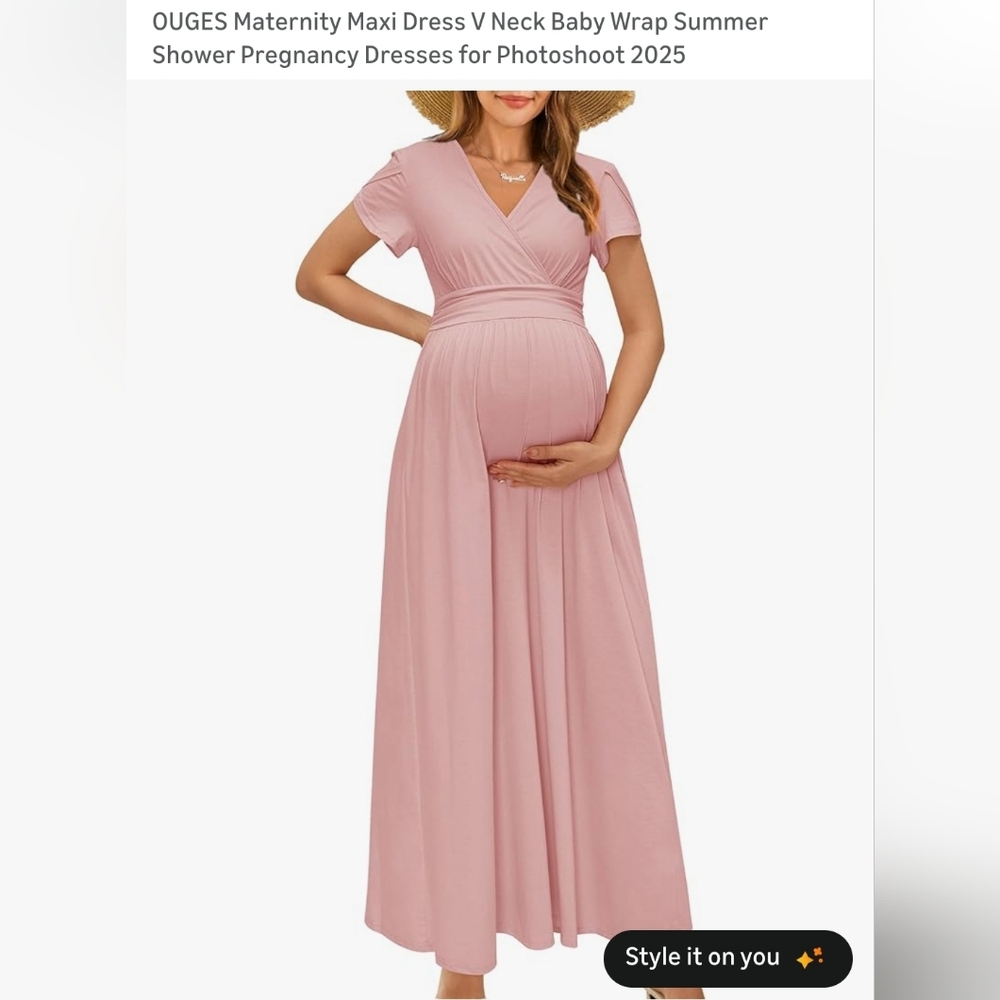 Ouges Pink Maternity Maxi Dress - image 1